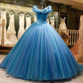 Princess Ball Gown Blue Quinceanera Dresses Tulle Sweet 16 Dresses MyChicDress